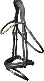 Waldhausen X-Line Goldheart Trensenzaum aus Leder in Schwarz-Gold für Warmblut – Bild 1 von 3