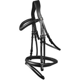 Waldhausen X-Line London Trensenzaum für Warmblut in Schwarz mit Edelstahlbeschlägen – Bild 1 von 5