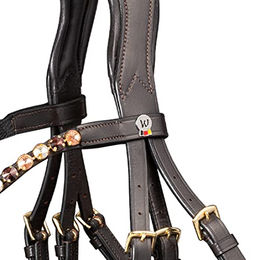 Waldhausen X-Line Trensenzaum Goldheart aus Leder für Vollblut in Braun – Bild 1 von 6