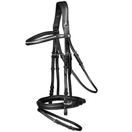 Waldhausen X-Line Trensenzaum Supersoft Glam aus Leder in Schwarz für Warmblut – Bild 1 von 5