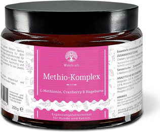 Produktbild von Waldkraft Methio-Komplex Nahrungsergänzung Pulver für Hunde und Katzen zur Unterstützung von Niere und Harnwegen 200g