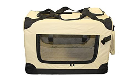 walexo Faltbare Hundebox und Katzentransportbox aus Oxford-Gewebe Beige Größe S – Bild 1 von 7