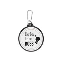 Produktbild von Walkies Faltbarer Reisenapf für Hunde aus Silikon Motiv Hier Bin ich der Boss 2 in Schwarz und Weiß - 1 Stk.