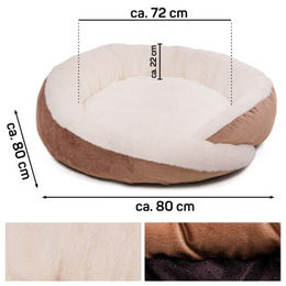Wallace & Jones Hundebett Grace rund aus Velours in Braun-Beige Größe L – Bild 1 von 5