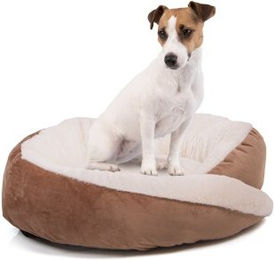 Wallace & Jones Hundebett Grace rund aus Velours in Braun-Beige Größe M – Bild 1 von 5