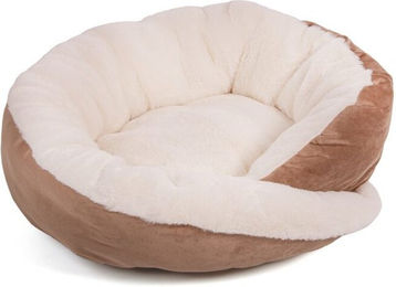 Wallace & Jones Hundebett Grace S aus Samt Braun Creme 43 x 43 x 15cm – Bild 1 von 3