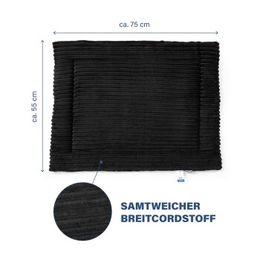 Wallace & Jones Hundematte Cardi Liegematte aus Cord Schwarz Größe M – Bild 1 von 5