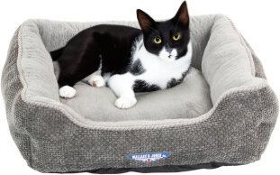 Wallace & Jones Katzenbett Dunrobin rechteckiges Haustierbett kratzfest und kuschelig Grau Größe S 51 x 46 x 15 cm – Bild 1 von 8