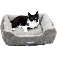 Produktbild von Wallace & Jones Katzenbett Dunrobin rechteckiges Haustierbett kratzfest und kuschelig Grau Größe S 51 x 46 x 15 cm
