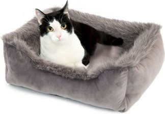 Wallace & Jones Katzenbett Mayfair aus Plüsch in Grau Größe S – Bild 1 von 3