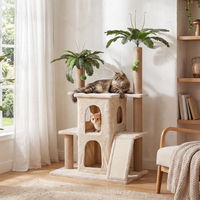 Produktbild von Wanbor Kratzbaum für Katzen 155 cm in Beige mit 2 Katzenhöhlen und 7 Sisal-Kratzsäulen