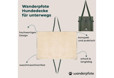 Wanderpfote Hundedecke zum Umhängen aus Fleece Wasserabweisend Grün L – Bild 1 von 5