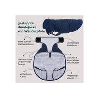Produktbild von Wanderpfote Hundemantel Steppjacke für kleine Hunde Blau Größe M wasserdicht und warm
