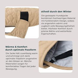 Wanderpfote Hundemantel wasserdichte Steppjacke für kleine und mittelgroße Hunde Beige Größe M – Bild 1 von 5