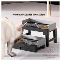 Produktbild von Warenhammer 3 in 1 Hundenapf-Set aus Edelstahl höhenverstellbar und neigbar in Grau