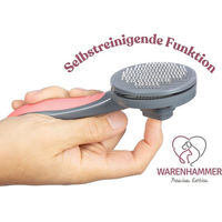 Produktbild von Warenhammer Fellbürste für Hunde und Katzen aus Edelstahl mit Selbstreinigungsfunktion
