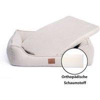 Produktbild von Warenhammer Hundebett Orthopädisches Premium Tierbett aus Cord in Beige für erwachsene Hunde