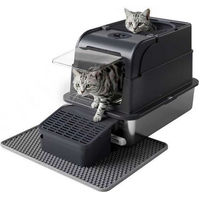 Produktbild von Warenhammer Katzentoilette Edelstahl XXL Haubentoilette mit Deckel Silber 60 x 46 x 41 cm