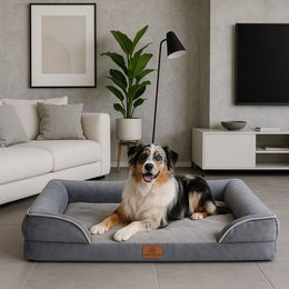 Warenhammer Orthopädisches Hundebett mit Memory Foam in Grau – Bild 1 von 3