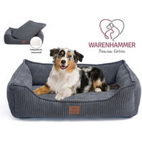 Produktbild von Warenhammer Orthopädisches Premium Hundebett aus Cord für kleine und mittelgroße Hunde Grau M