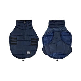 Warmer Hunde Wintermantel mit Zugband und Klettverschluss in Blau, Größe S – Bild 1 von 5