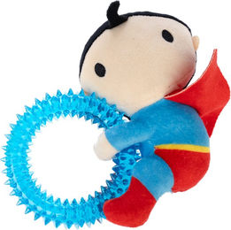 Produktbild von Warner Bros DC Superman Hundespielzeug mit Ring und Quietschfunktion aus Polyester in Blau Rot Bunt