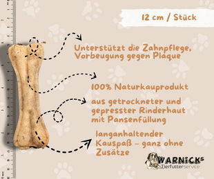 Warnick´s Tierfutterservice Kauknochen mit Pansen aus Rind für erwachsene Hunde 12cm ohne Farb- und Aromastoffe sowie Konservierungsstoffe – Bild 1 von 3