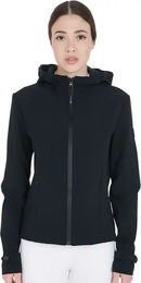 Wasserdichte Softshell Reitjacke mit Kapuze für Damen von Equestro in Schwarz Größe L – Bild 1 von 1
