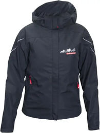 Produktbild von Wasserdichte Unisex Reitjacke Karlslund Hella für ganzjähriges Reiten in Schwarz und Blau
