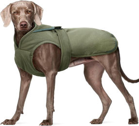 Wasserdichter Hundemantel aus Fleece in Grün mit reflektierenden Elementen für den Winter – Bild 1 von 6