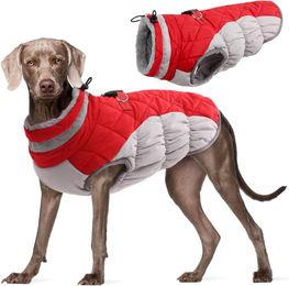 Wasserdichter Hundemantel Winterjacke mit Fleece-Fütterung in Rot Größe 3XL – Bild 1 von 6