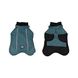 Wasserfeste Fleece Regenjacke für Hunde mit Kragen in Petrol Größe L (Rückenlänge ca. 40cm) – Bild 1 von 2