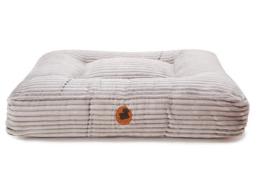 Produktbild von Wau-Bed Hundebett aus Kuschelcord in Grau Eckig Größe S 80x60cm