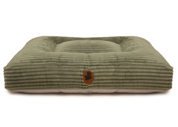 Produktbild von Wau-Bed Hundebett aus Kuschelcord in Grün Eckig Größe L 120x100cm