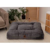 Produktbild von Wau-Bed Hundebett Kuschelcord Eckig Grau Größe M 100x80cm
