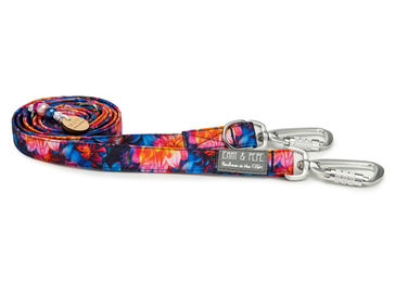 Produktbild von Wau-Move Hundeleine Dahlia bunt aus wasserabweisendem Stoff mit Sicherheitskarabiner