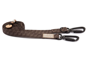 Produktbild von Wau-Move Hundeleine Hazel aus wasserabweisendem Stoff in Braun mit Sicherheitskarabiner