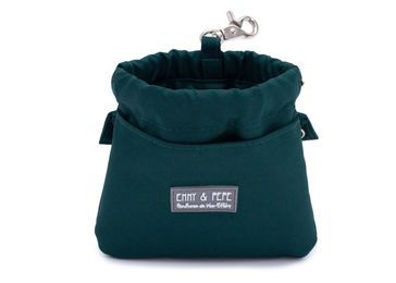 Produktbild von Wau-Pack Leckerli-Tasche Futterbeutel Dunkelgrün und Rosa mit Metallverschluss