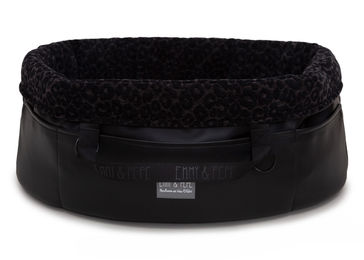 Produktbild von Wau-Snuggle Hundekorb Leo Black Oval aus Kunstleder Größe L Schwarz