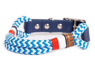 Produktbild von Wau-Straight Hundehalsband aus Biothane Maritim Blau Waterproof Größe L 39-49cm