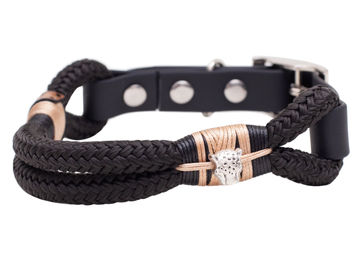 Produktbild von Wau-Straight Tauhalsband aus Biothane ohne Perlen Schwarz XL 49-59cm waterproof