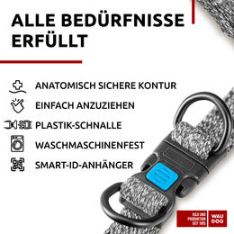 WAUDOG Hundegeschirr grau aus Baumwolle verstellbar für mittelgroße Hunde – Bild 1 von 2