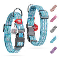 Produktbild von WAUDOG Hundehalsband aus Baumwolle Blau mit Klickverschluss und QR-Code Reflektierend