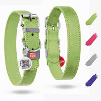 Produktbild von WAUDOG Hundehalsband aus Leder in Grün für kleine und mittelgroße Hunde 27-36 cm