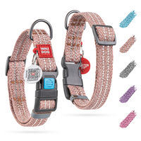 Produktbild von WAUDOG Reflektierendes Hundehalsband aus Baumwolle Braun 25mm 35-58cm mit Klickverschluss