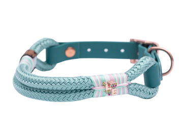 Produktbild von Waussoni Hundehalsband aus Biothane in Türkis Größe L 39-49cm wasserabweisend