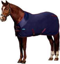 WeatherBeeta Anti-Static Fleece Cooler Pferdedecke mit Standardhals Navy/Burgundy – Bild 1 von 4