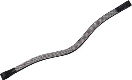 Produktbild von Weatherbeeta Collegiate Stirnband für Pferde aus Leder mit gebogener Kette in Schwarz
