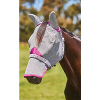 Produktbild von Weatherbeeta Comfitec Deluxe Durable Fliegenmaske für Pferde mit Ohren- und Nasenschutz in Grau/Lila - 1 Stk.