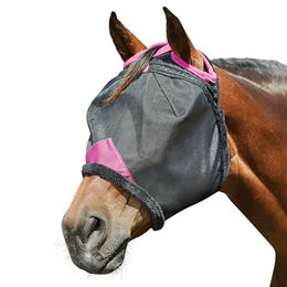 Weatherbeeta Comfitec Deluxe Durable Mesh-Fliegenmaske für Warmblut in Schwarz/Lila – Bild 1 von 2